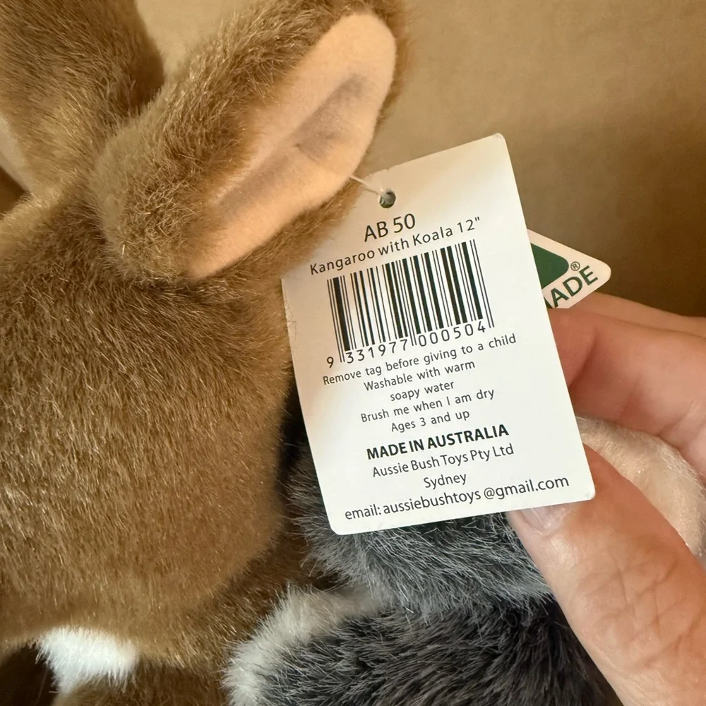 Charming Kangaroo and Joey Plush Toy - Tan and White